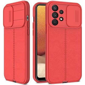 Resim Smcase Samsung Galaxy A13 4g Kılıf Lensi Kamera Korumalı Deri Dokulu Silikon Kırmızı 