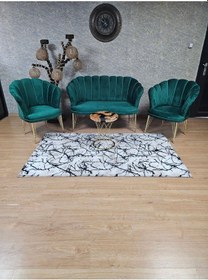 Resim Zafir Gold Kaplama Tel Ayak Papatya Çay Seti Koltuk Takımı , Balkon, Salon, Ofis, Cafe Koltuk Takımı Yeşil 