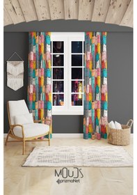 Resim Stray Cat Desenli Fon Perde Genç Odası Oturma Odası Süet Baskılı Ekstrafor Büzgü 2 Kanat Prd-2013 Çok Renkli 