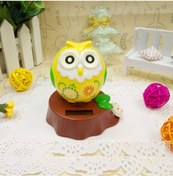 Resim Livava Güneş Enerjili Araba Süsü, Baykuş Sallanan Biblo, Sarı, 10x10 