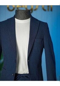 Resim Bys Beystil Lacivert Spor Casual Çizgili Takım Elbise Parodi -slim Fit 