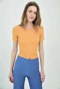 Resim Cotton Mood 9092910 Kaşkorse Yanları Açık Kısa Kol Bluz Hardal 