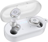 Resim TOZO T10 Bluetooth 5.3 kablosuz kulaklık, kablosuz şarj kılıfı, IPX8 su geçirmez stereo kulaklık, kulak içi entegre mikrofon kulaklık, birinci sınıf ses, derin baslı, spor için, beyaz 