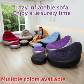 Resim Taşınabilir Şişme Koltuk - Ergonomik Çok Renk Seçenekleri (Kırmızı, Mavi, Mor, Siyah) | PVC/Deri Gibi Kumaş | Kamp, Oturma Odası, Ofis İçin Kapalı/Açık Kullanım | Katlanabilir ve Kolay Saklama | Montaj Gerektirmez, Ofis Koltuğu | Şık Yatak Koltuk | Kolay Temizlenebilir Malzeme 