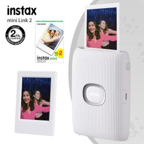 Resim Instax mini Link 2 Beyaz Akıllı Telefon Yazıcısı 20li mini Film ve Çerçeve 