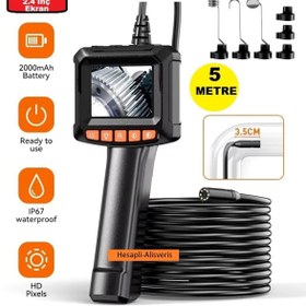 Resim Genel Markalar Endüstriyel Endoskop 5 Metre Yılan Kamera 2.4 İnç IPS Ekran IP67 Su Geçirmez Kamera HD1080P 8mm 