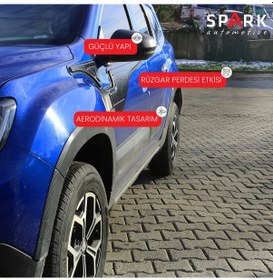 Resim Dacia Duster 2018-2024 Yıl Aralığı Uyumlu Yarasa Kapı Kaplama 4 Parça Siyah 