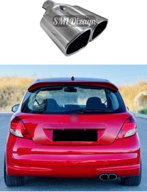 Resim Peugeot 207 RC Tampon Uyumlu 100 mm Çiftli Oval Krom Kaplama Egzoz Ucu - Universal 