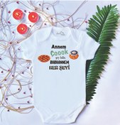 Resim LoveStore Unisex Bebek Babaanne Baskılı %100 Pamuklu Çıtçıtlı Body Zıbın 