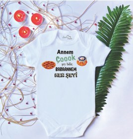 Resim LoveStore Unisex Bebek Babaanne Baskılı %100 Pamuklu Çıtçıtlı Body Zıbın 