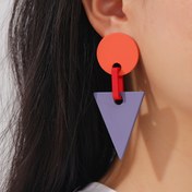 Resim Kadınlar için Hafif, Cesur ve Şık Akrilik Tasarım ile Paslanmaz Çelik Gözlükler, Günlük Kullanım ve Özel Günler için Mükemmel - Vintage Esintili Geometrik Üçgen Düğme Küpeler 