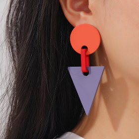 Resim Kadınlar için Hafif, Cesur ve Şık Akrilik Tasarım ile Paslanmaz Çelik Gözlükler, Günlük Kullanım ve Özel Günler için Mükemmel - Vintage Esintili Geometrik Üçgen Düğme Küpeler 