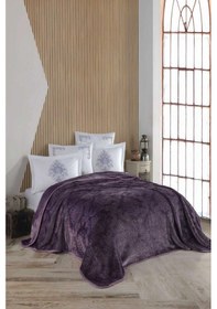 Resim Ecosse Blank Set Agossa Damaks Battaniye Seti Mürdüm - 