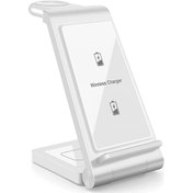 Resim Microcase iphone-iOS Uyumlu Watch-Airpods Uyumlu 3in1 Manyetik Şarj Standı Beyaz AL3697 
