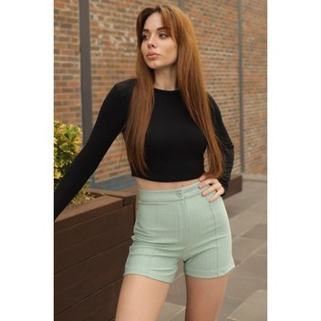 Tarz Ve Rahatlığı Bir Arada Sunan Yüksek Bel Esnek Likralı Krep Şort Gri