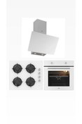 Resim Esty - Silverline Karma Beyaz Cam Ankastre Set (SLV 3481 Flam - ACO5335W01 - AEF6601W03) 