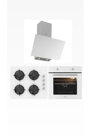 Resim Esty - Silverline Karma Beyaz Cam Ankastre Set (SLV 3481 Flam - ACO5335W01 - AEF6601W03) 