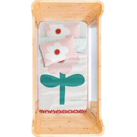 Resim Big Flower Çift Taraflı Pamuk Saten Pembe Bebek Nevresim Seti 100x150cm 