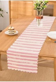 Resim RealHomes Pembe Çizgili Motifli Dekoratif Modern Runner, Runner-5237pembe 