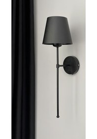 Resim Modern Pilli Aplik Siyah Gövde Siyah Abajur Şık Görsellik Tesisat Gerektirmeden Tak Kullan Siyah 