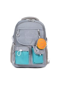 Resim Seyahat, Okul Ve Günlük Kullanım İçin Suya Dayanıklı Laptop Bölmeli Sırt Çantası - Gri Azur Mavi 