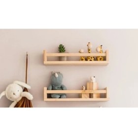 Resim Babyroomstore Ahşap Montessori Kitaplık Raf Bebek Çocuk Odası 2li Raf 