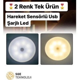 Resim Sge Teknoloji Hareket Sensörlü USB Şarjlı Led Armatür Lamba 