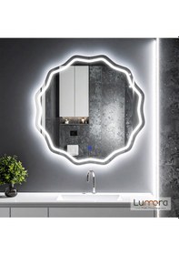 Resim Envara Beyaz Led'li Lazer Kumlamalı Lavabo & Banyo Aynası Dokunmatik Sensörlü 80 X 80 