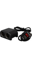 Resim Olesson 1641 12-24V Tek USB Girişli 120W 80CM Kablolu Dijital Voltaj Ekranlı 2'li Araç Çakmak Çoklayıcı 