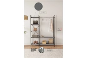 Resim Mobitopya Nilamu Elbise Dolabı / Metal Aksamlı / Antrasit Gri / Açık Dolap / Organizer / Askılık 