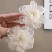 Resim 2 Şık Bohem Beyaz Gaze Çiçek Saç Tokaları, Nelüfer Yaprak Petek Tasarımıyla - Kadınlar İçin Şık Plastik Saç Aksesuarları, Düğünler, Partiler ve Rahat Stiller İçin Mükemmel, Parti Saç Aksesuarı | Zarif Saç Aksesuarı | Hassas Petek Tasarımı, Kızlar İçin Saç Aksesuarları 