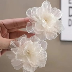 Resim 2 Şık Bohem Beyaz Gaze Çiçek Saç Tokaları, Nelüfer Yaprak Petek Tasarımıyla - Kadınlar İçin Şık Plastik Saç Aksesuarları, Düğünler, Partiler ve Rahat Stiller İçin Mükemmel, Parti Saç Aksesuarı | Zarif Saç Aksesuarı | Hassas Petek Tasarımı, Kızlar İçin Saç Aksesuarları 