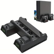 Resim Xuweiwei Ps4 Stand Soğutma Fan İstasyonu Siyah Ps4 Slim Pro Için Dikey Stand Çift Kontrol Şarj Dock Usb Port 12 Oyun Yuvası 