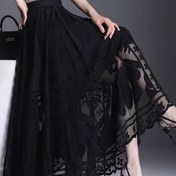 Resim Zarif Kadın A-Line Dantel Etek - Uzun Pilili Tasarım ve Karmaşık Çiçek Desenleri, Hafif Polyester, İlkbahar/Yaz/Sonbahar Etkinlikleri İçin İdeal, İlkbahar Yaz Modası|Aline Etek|Polyester Kumaş 