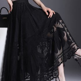Resim Zarif Kadın A-Line Dantel Etek - Uzun Pilili Tasarım ve Karmaşık Çiçek Desenleri, Hafif Polyester, İlkbahar/Yaz/Sonbahar Etkinlikleri İçin İdeal, İlkbahar Yaz Modası|Aline Etek|Polyester Kumaş 
