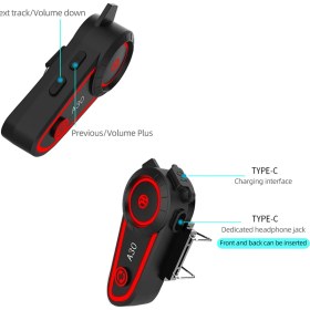 Resim Motosiklet Bluetooth Kask Kulaklık A30 Interkom, Bluetooth 5.2, Su Geçirmez Intercom 3 LED Işık 