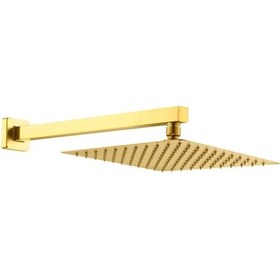 Resim Fause Ankastre Duş Başlığı Borulu Kare Slim Metal 25 X 25 Cm Altın 