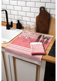 Resim 45x65 2'li Kurulama Bezi, %100 Pamuk Yüksek Su Emici Kırmızı 