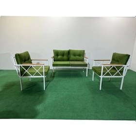 Resim 2+1+1 Beyaz Profil Balkon-bahçe-kafe- Çay Seti-koltuk Takımı-oturma Grubu-ofis Koltuğu Yeşil 