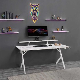 Resim Ryze Castle Karbon Fiber Rgb Gaming Masası - Beyaz 160x80x76 Cm Beyaz 