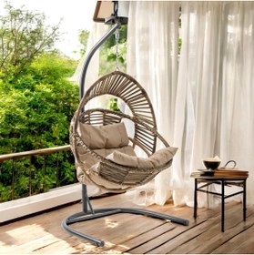Resim Capri Swing Nobel Tekli Rattan Bahçe Balkon Salıncağı 