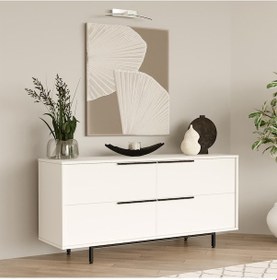 Resim Robin Home Lidya Konsol 4 Kapaklı Metal Ayaklı 160cm Beyaz 