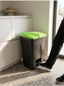Resim Sağlam Tekerlekli 70 Lt Çöp Kovası Antrasit - Yeşil 