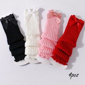 Resim 4'lü Paket Kızlar İçin Fiyonk Detaylı Şık Bahar/Sonbahar Çorap Kılıfları, Baldır Boyu Çoraplar, Mevsimlik Çorap Kılıfları,Bacak Isıtıcılar,Sevimli Çorap Kılıfları,Yumuşak Kumaş,Rahat Bacak Giyimi,Çorap Koruyucular,Küçük Kızlar,Genç Kız Giyim 