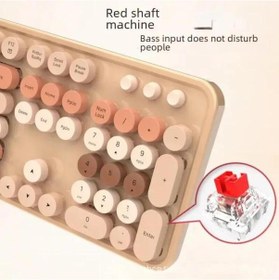Resim Renkli Daktilo Tarzı Vintage Mekanik Klavye Mouse Pc Laptop Uyumlu Kablosuz 