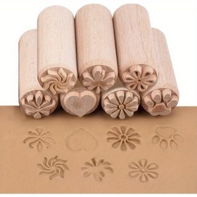 Resim 7 adet Doğal Ahşap Seramik Damgaları - Kil ve Seramik El Sanatları için Yuvarlak Çiçekli ve Geometrik Desenler, Karışık Renkler El Yapımı Ahşap Damgalar DIY Zanaatkar Seramikler, Ev Dekoru, Hediye Yapımı, Hediye El Sanatları | Geometrik Tasarımlar | Karmaşık Ahşap Tasarımlar, Ahşap El İşleri 