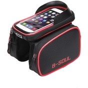 Resim Skycıty Bisiklet Aksesuarları Seti Su Geçirmez Çerçeve Çantası - Dokunmatik Ekranlı Çapraz Boru Kılıfı - 6.2'' Telefon Tutuculu Sele Kapağı Kırmızı 