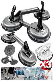 Resim PROXTECH Premium Yüksek Kalite Cam Fayans Kaldırma Metal Alüminyum 3-2-1 3Lü Set Cam Fayans Taşıma Vantuz 