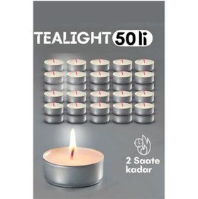 Resim ModaCar Tealight Mum 50 Adet - Kokusuz Dekoratif Mum 
