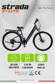 Resim Strada E-Lite 28 inç 13 Ah 250 W Gizli Batarya Hidrolik Fren City Elektrikli Bisiklet 